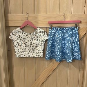 EUC kids two piece crop top and skirt, size 12